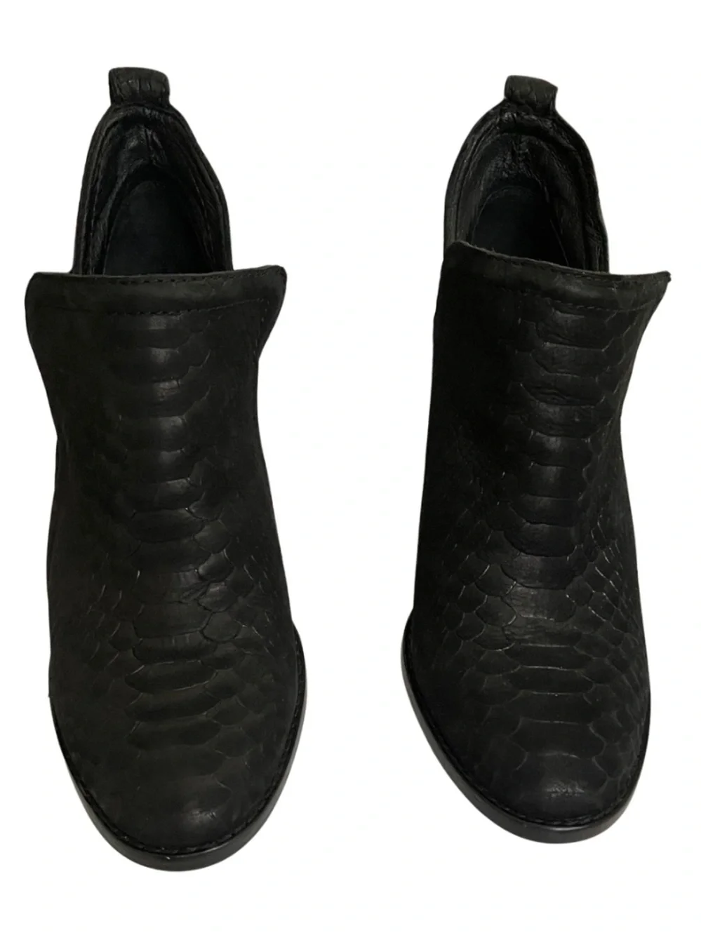 Jeffrey Campbell ROWLAN Snakeskin Embossed Ankle Boots in Black